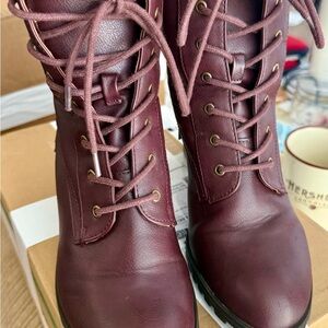 Style & Co. Maroon Lace-Up Boots
